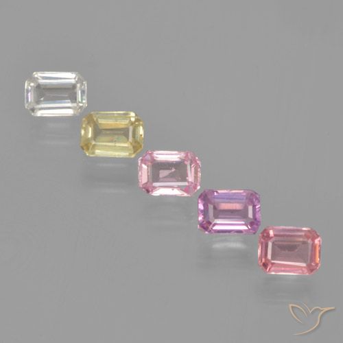 Mehrfarbig Saphir Edelstein - 0.3ct Octagon Stufenschliff (ID: 463704)