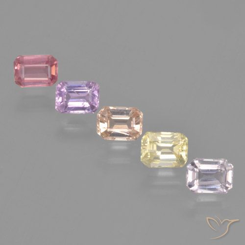 Mehrfarbig Saphir Edelstein - 0.3ct Octagon Stufenschliff (ID: 463708)