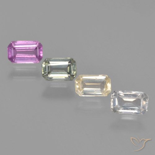 1.29 ctw Multicolor Sapphire Gemstones, Sapphire Gems in Octagon Step Cut Shape for Sale.