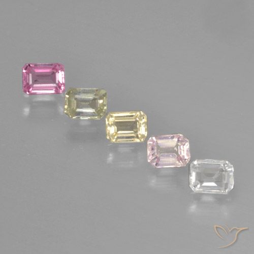 Mehrfarbig Saphir Edelstein - 0.3ct Octagon Stufenschliff (ID: 463757)