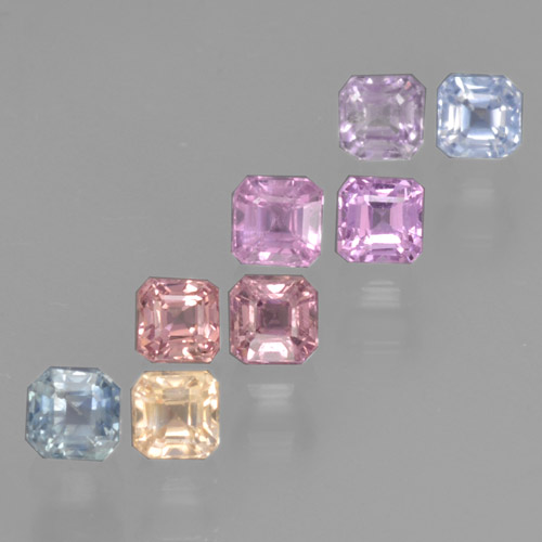Mehrfarbig Saphir Edelstein - 0.2ct Octagon Stufenschliff (ID: 464182)