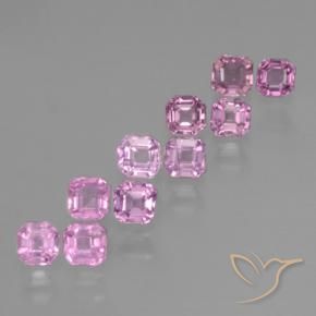 1.54 ctw Pink Sapphire Stones, Natural Sapphire in Octagon Step Cut Shape for Sale
