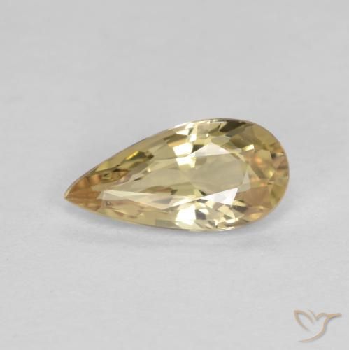 0.54 ct Golden Sapphire Gemstone, Sapphire Gem in Pear Facet Shape for Sale.