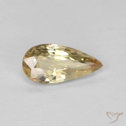 0.54 ct Golden Sapphire Stone, Natural Sapphire in Pear Facet Shape for Sale