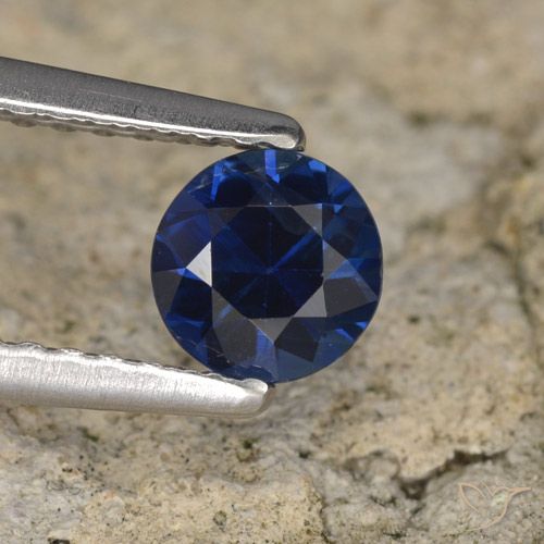 0.58ct Natural Dark Blue Sapphire, Round, VVS-VS