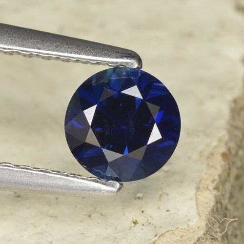 0.60ct Natural Deep Blue Sapphire, Round, VVS-VS
