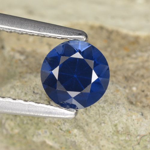 0.62ct Natural Navy Blue Sapphire, Round, VVS-VS