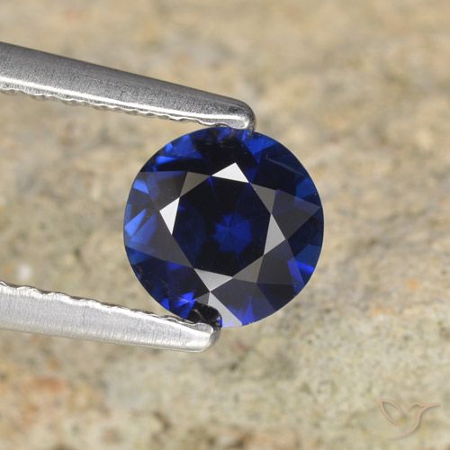 0.68ct Natural Deep Blue Sapphire, Round, VVS-VS