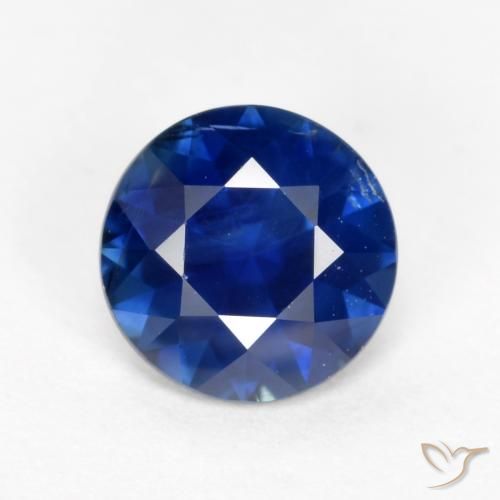 Saphir bleu en vrac de 0,61 ct, taille diamant de 5,1 mm de Madagascar, Photo A