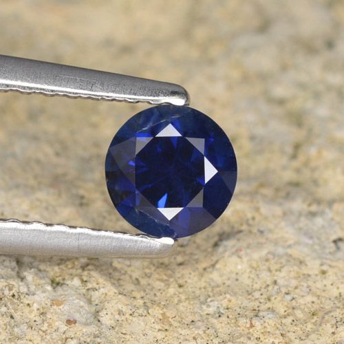 0.57ct Natural Dark Blue Sapphire, Round, VVS-VS