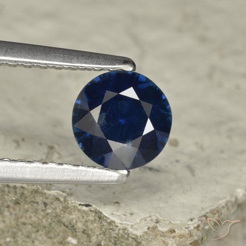0.74ct Natural Dark Blue Sapphire, Round, VVS-VS