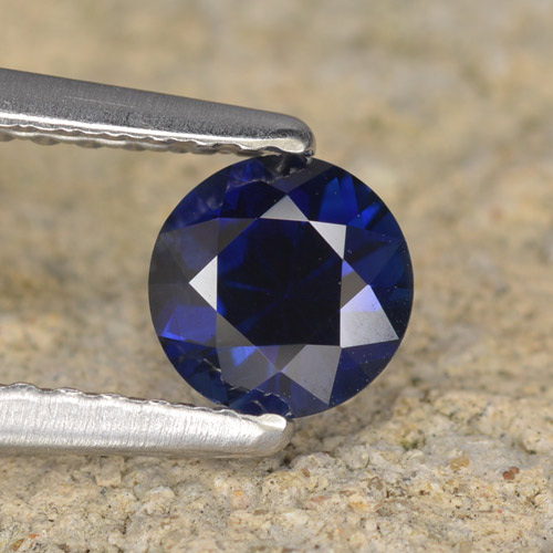 Azul oscuro Zafiro Gema - 0.6ct Corte Diamante (ID: 467436)