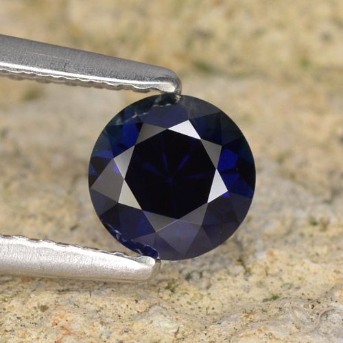 0.63ct Natural Dark Blue Sapphire, Round, VVS-VS