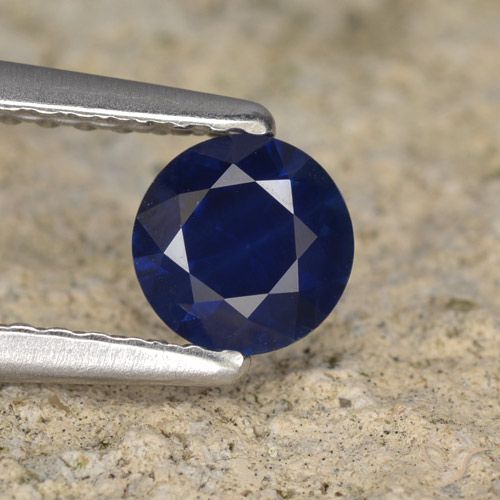0.56ct Natural Dark Blue Sapphire, Round, VVS