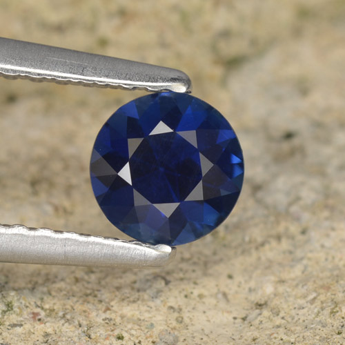 Bleu foncé Saphir gemme - 0.6ct Diamant de coupe (ID: 467450)