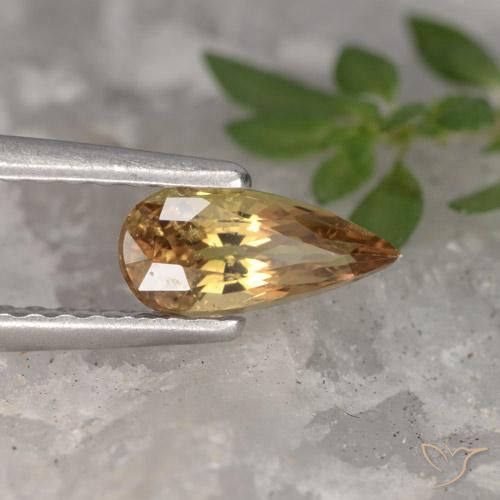 0.72 ct Orange Sapphire Stone, Natural Sapphire in Pear Facet Shape for Sale