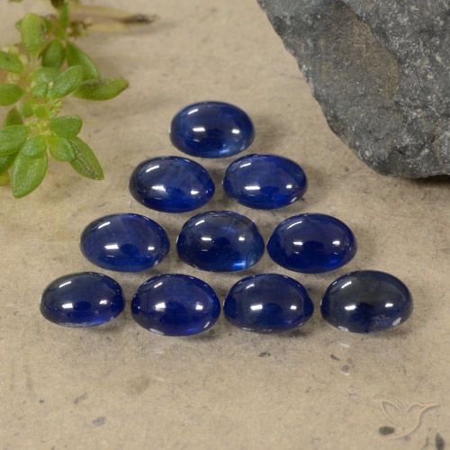 10-teiliges Saphir / Set - Oval-Cabochon Schliff Blau aus Madagaskar - Größe 4 x 3,1mm, Gewicht 2,76 ct gesamt / Durchschn. je 0,28 ct, Farbe: Dunkelblau, Mohs-Härte 9 Geeignet für den täglichen Gebrauch im Schmuck, September Geburtsstein, Photo A
