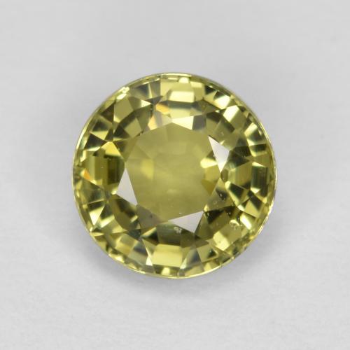 Yellowish Green Sapphire Gem - 0.7ct Round Facet (ID: 473812)