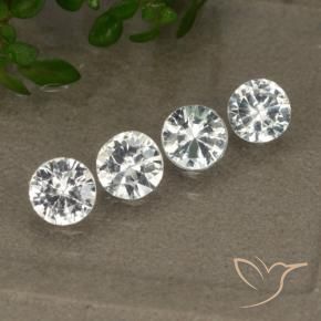 1.40 ctw White Sapphire Stones, Natural Sapphire in Diamond-Cut Shape for Sale