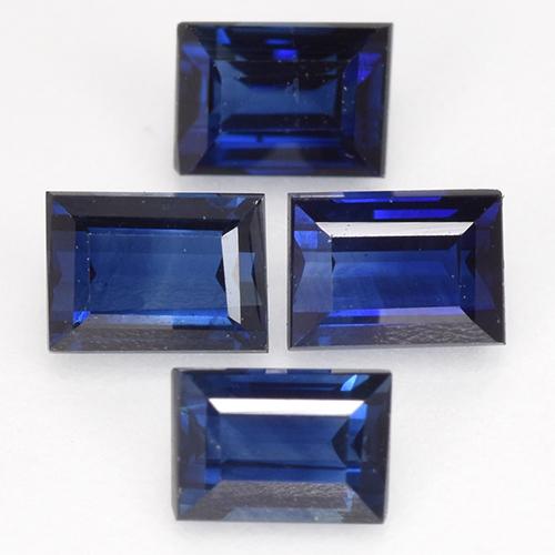 Dark Blue Sapphire Gem - 0.4ct Baguette Step Cut (ID: 482584)