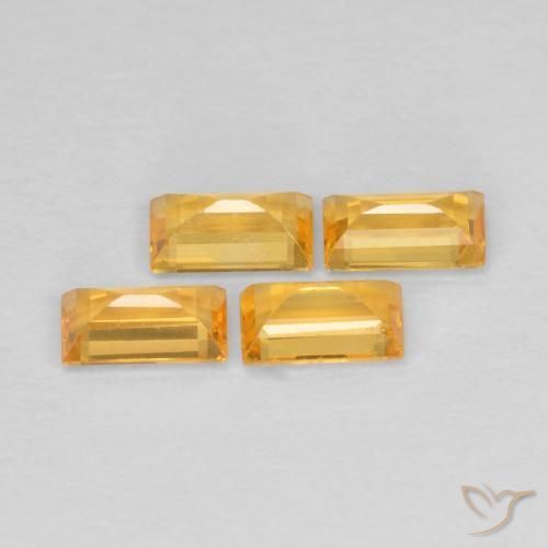 Sapphire Gemstones in 4.6 x 2.6 mm Size for Sale, Sapphire Stones in Medium-Dark Golden Color