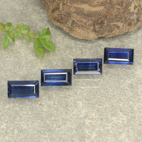 Azul marino Zafiro Gema - 0.4ct Corte Baguette Step (ID: 482587)