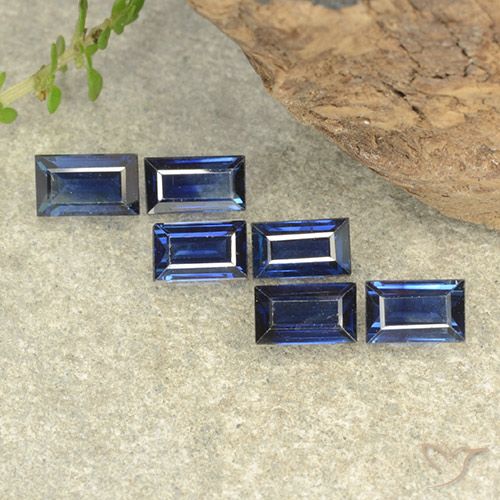2.2 ct Loose Blue Sapphire, 4.8 x 3.1 mm Baguette Cut From Madagascar, Photo A