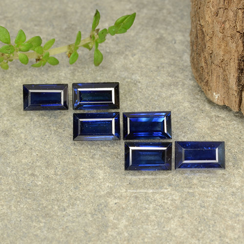 dunkelblau Saphir Edelstein - 0.4ct Baquette Treppen-Schliff (ID: 482642)