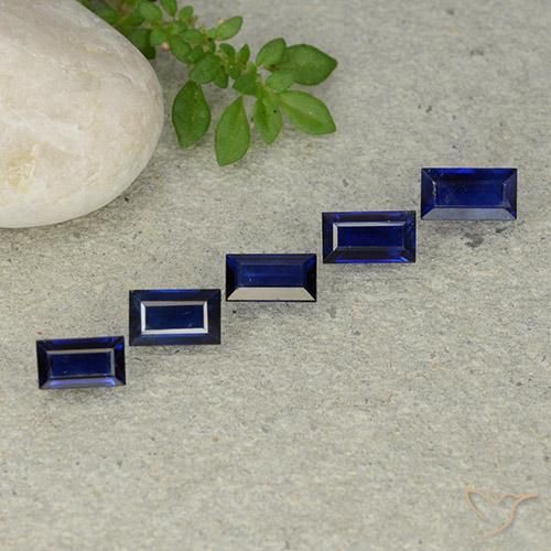 2.20 ctw Blue Sapphire Stones, Natural Sapphire in Baguette Step Cut Shape for Sale