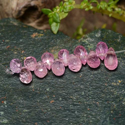 Rose vif Saphir gemme - 0.2ct Briolette avec un trou (ID: 488590)