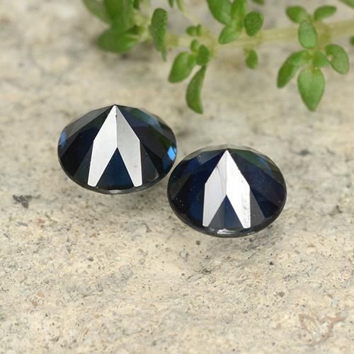 Sapphire Gemstones in 5 mm (calibrated) Size for Sale, Sapphire Stones in Midnight Blue Color
