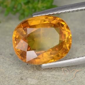 5.98 ct Orange Sapphire Stone, Natural Sapphire in Oval Facet Shape for Sale