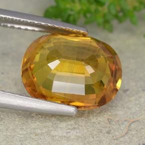 Sapphire Gemstone in 12 x 9.5 mm Size for Sale, Sapphire Stone in Medium Orange Color