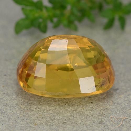 Sapphire Gemstone in 13.2 x 9.9 mm Size for Sale, Sapphire Stone in Deep Orange-Gold Color