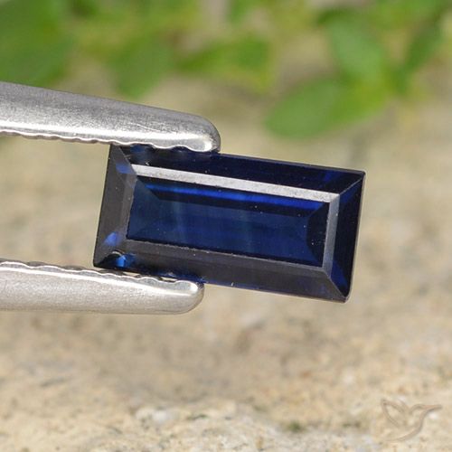 tiefblau Saphir Edelstein - 0.5ct Baquette Treppen-Schliff (ID: 490420)