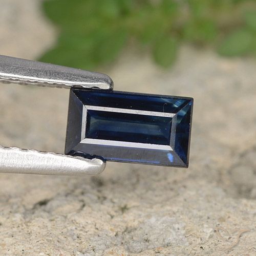 0.59ct Natural Deep Blue Sapphire, Baguette, VS
