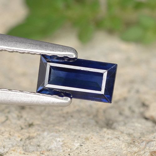 0.46 ct Blue Sapphire Gemstone, Sapphire Gem in Baguette Step Cut Shape for Sale.