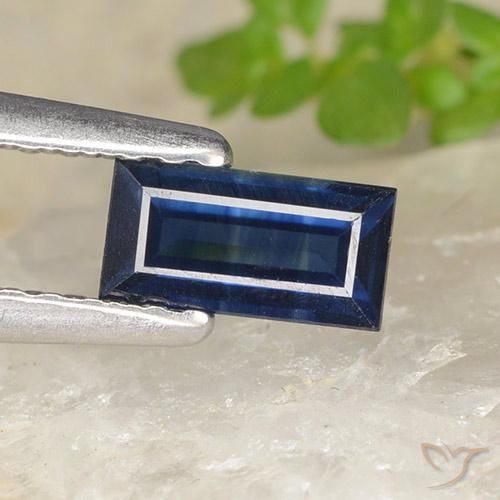 0.59ct Natural Twilight Blue Sapphire, Baguette, VS