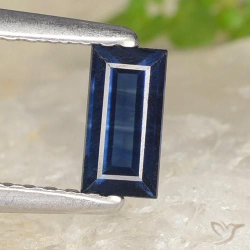 0.59 ct Blue Sapphire Stone, Natural Sapphire in Baguette Step Cut Shape for Sale