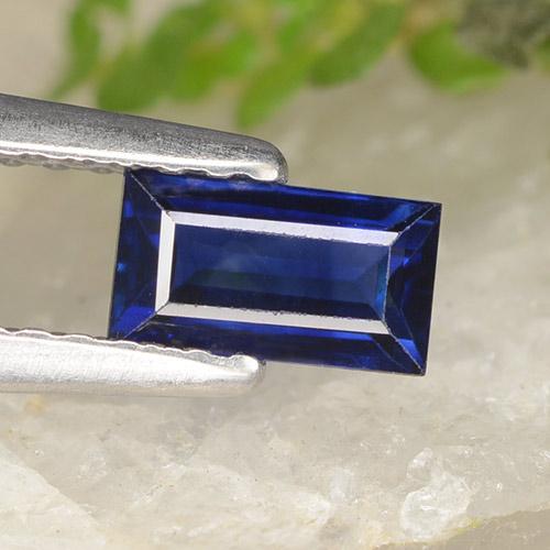 Azul oscuro Zafiro Gema - 0.6ct Corte Baguette Step (ID: 490677)