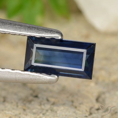 Azul oscuro Zafiro Gema - 0.5ct Corte Baguette Step (ID: 490685)