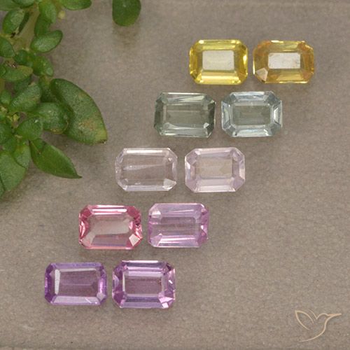Mehrfarbig Saphir Edelstein - 0.2ct Octagon Stufenschliff (ID: 492335)