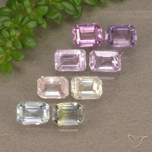 Mehrfarbig Saphir Edelstein - 0.3ct Octagon Stufenschliff (ID: 492891)