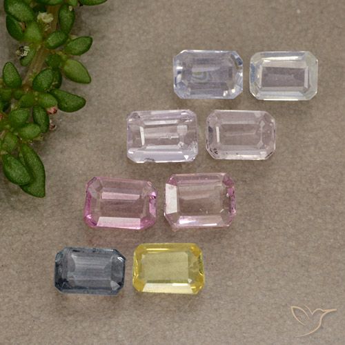 Mehrfarbig Saphir Edelstein - 0.2ct Octagon Stufenschliff (ID: 493133)