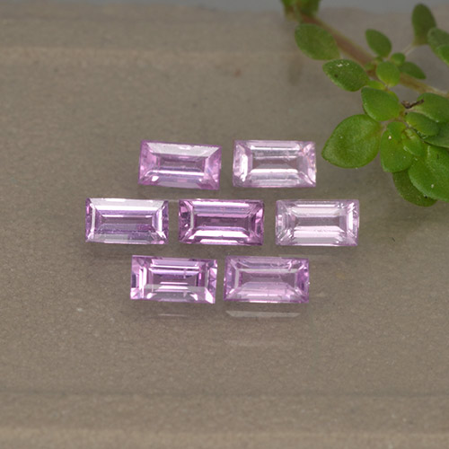 Rosado claro medio Zafiro Gema - 0.2ct Corte Baguette Step (ID: 493798)