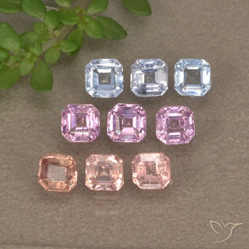 マルチカラー サファイア 宝石 - 0.2ct 八角形ステップカット (ID: 494802)