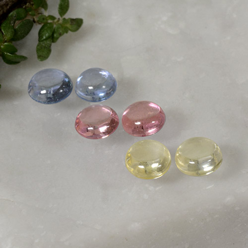 Multicolor Sapphire Gem - 0.4ct Round Cabochon (ID: 495680)