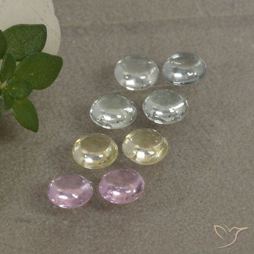 Multicolor Sapphire Gem - 0.2ct Round Cabochon (ID: 495727)