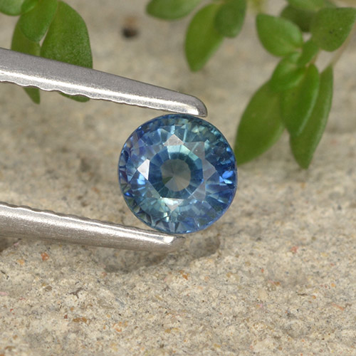 Светло-синий Сапфир Камень - 0.6ct Круглая Фасетная Огранка (ID: 495863)
