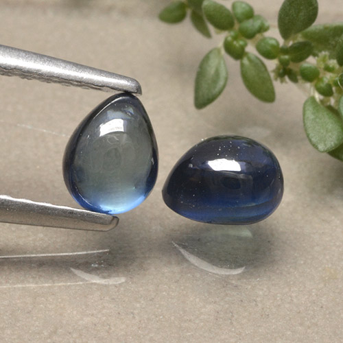 Navy Blue Zaffiro Gem - 0.7ct Cabochon pera (ID: 495986)